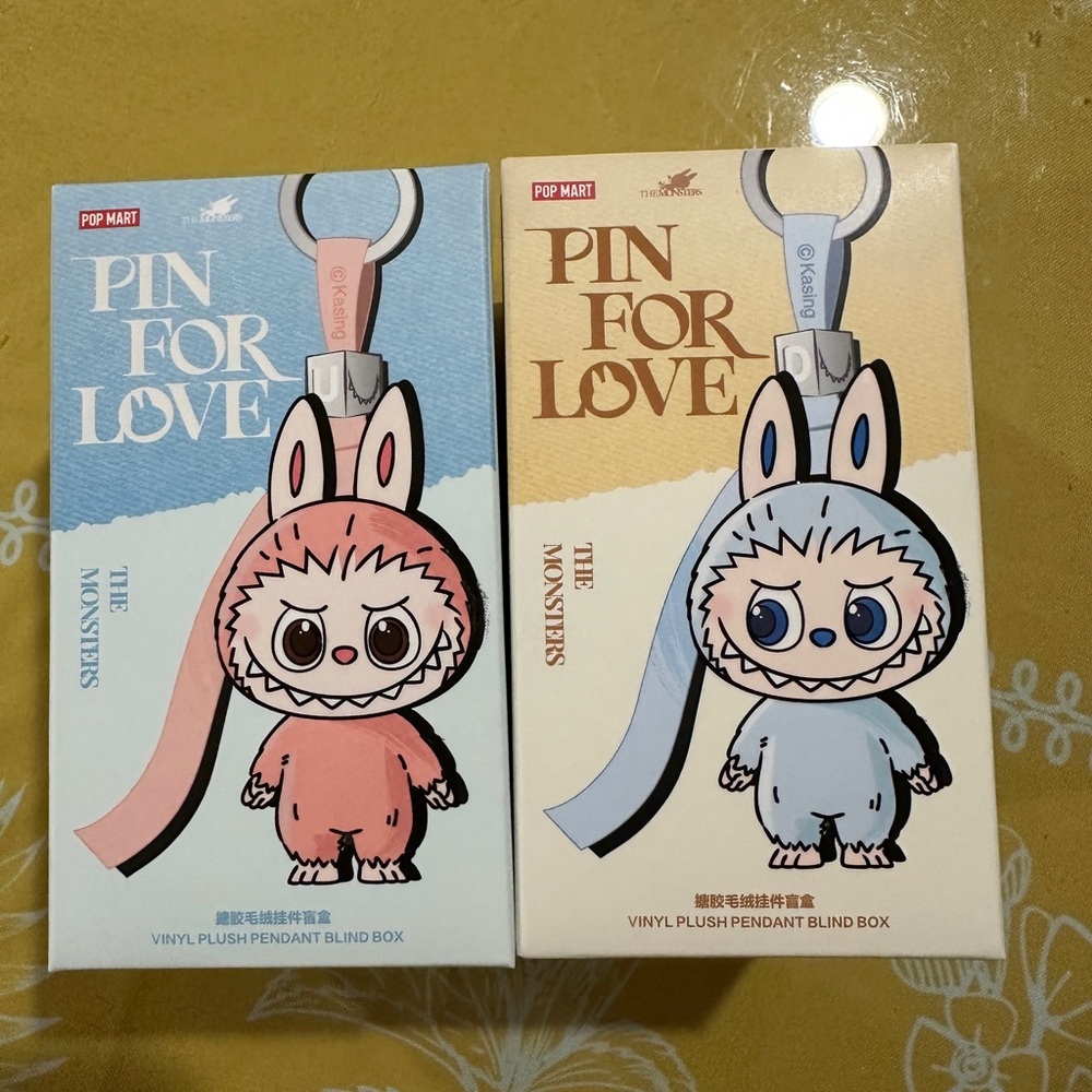 x2 BLIND BOXES Labubu Pin for Love Series Vinyl Plush Pendant A-M; N-Z Popmart